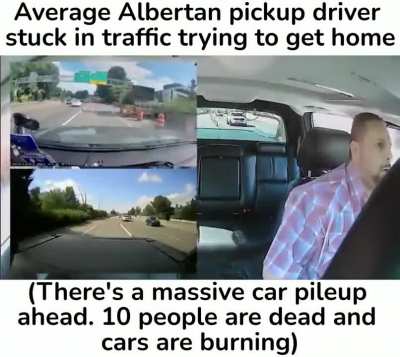 Average Albertan pickup driver in traffic