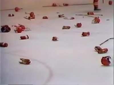 Canadians fighting soviet union (ice hockey, but literally fighting)