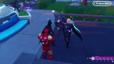 Cap, Thor and iron man were dancing and then then Batman came