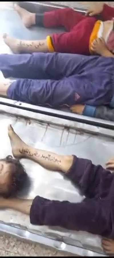 Yesterday they wrote they names on their body so they will be recognised when they are killed by israel bombing nsfw