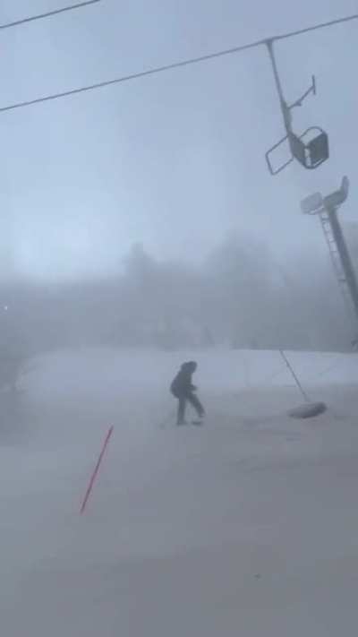 Pipe burst at Beech Mountain. The lady stuck on the ski-lift was being sprayed with freezing water for 5 mins.