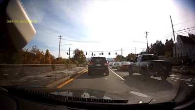If you can't see over your hood, maybe don't drive such a big truck? [OC] Binghamton, NY, earlier today.