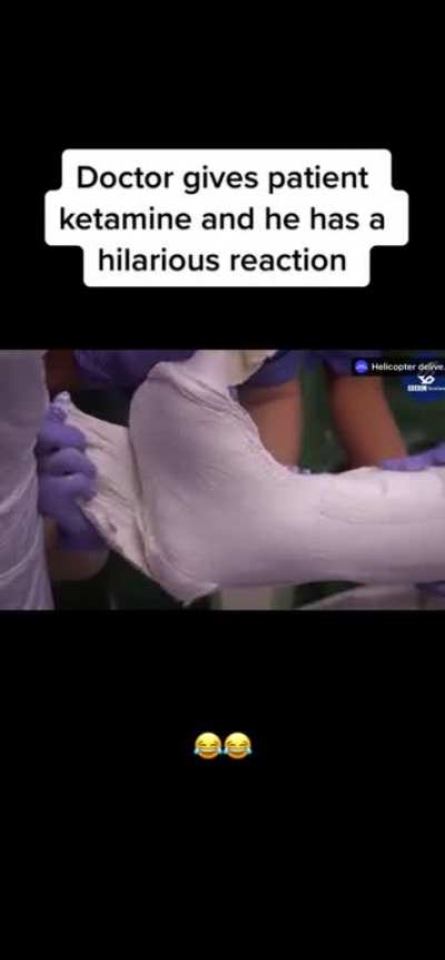 Guy with busted ankle has a hilarious reaction to Ketamine