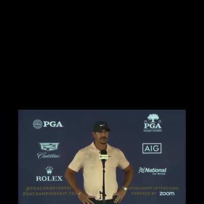 Brooks Koepka says his knee was “dinged” in the crowd approaching 18 green.