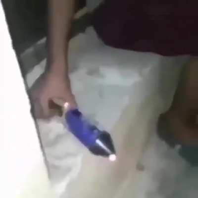 Lighting a firework the wrong way