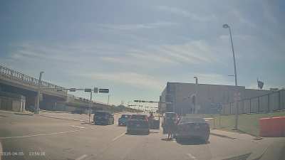 [OC] These idiots decided to stop and have a brawl. Throwing rocks at each others vehicles. 5 April 26