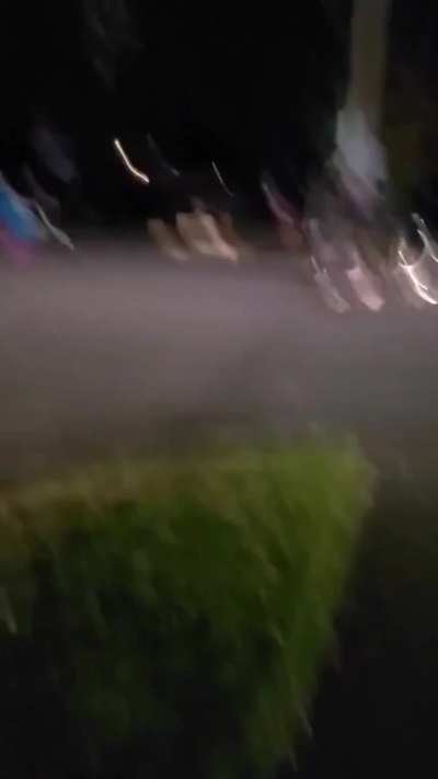 Portland Police make an announcement apologizing to residents of the residential area impacted by the loud noise. Antifa have smashed out businesses & attacked people tonight.