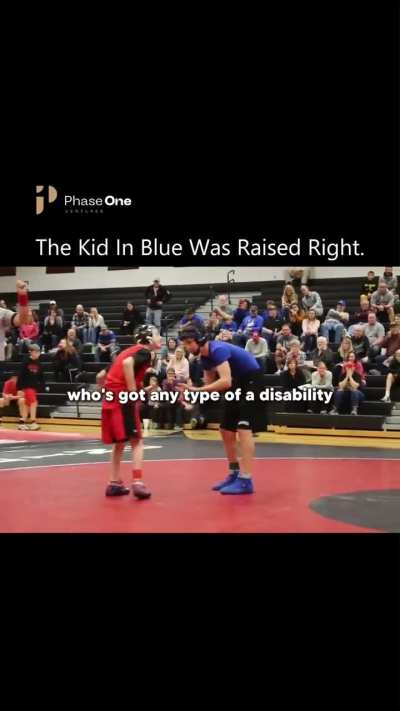 The kid in blue was raised right