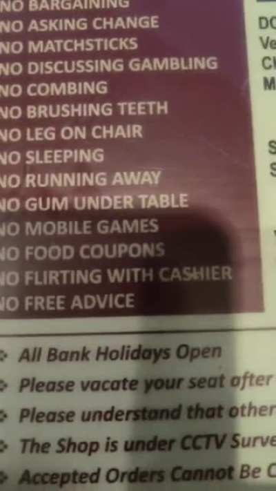 No flirting with cashier
