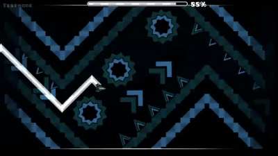 A guy does a good run at Geometry Dash and screams like maniac.