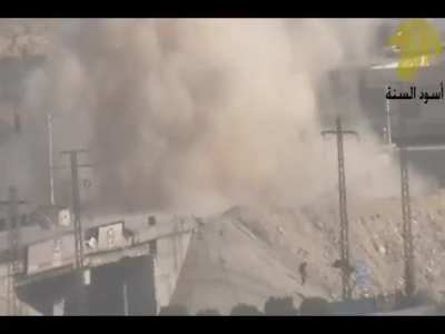 Lions of Sunna Brigade target a Syrian Army checkpoint with a pair of planted IEDs - Al-Nabek - December 2012