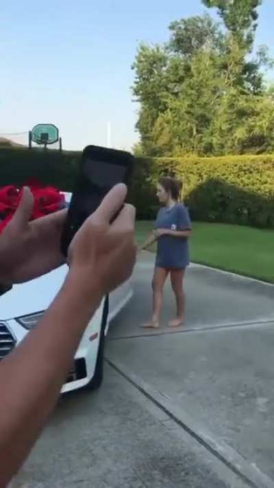 I guess she loves her new car?
