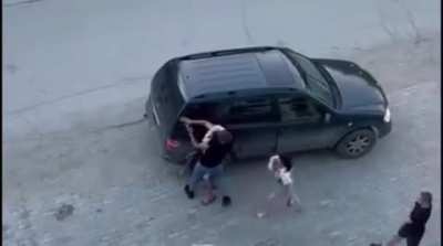 Guy steps in and stops a man from beating on his girl