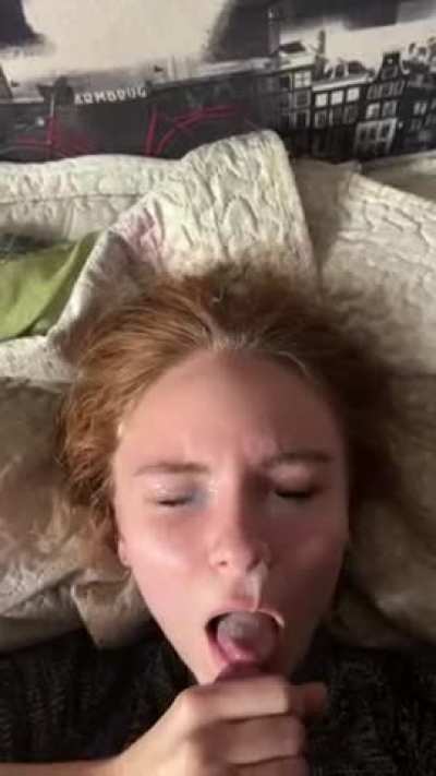 Redhead facial/cum is mouth