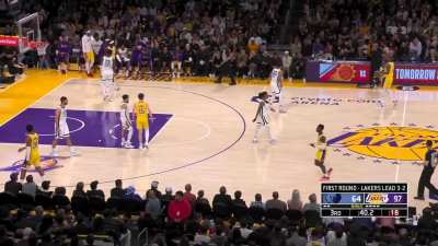 [Highlight] Bane hits the huge three to cut the lead to 33 but LeBron responds with a LeFuckYou three to end the third! (Lakers broadcast)