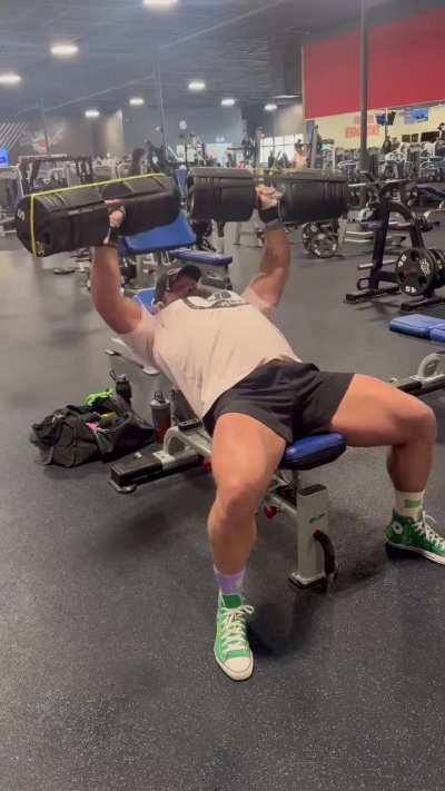 Guy at the gym said vegans are weak… so i had to handle this real quick (160lb dbs)