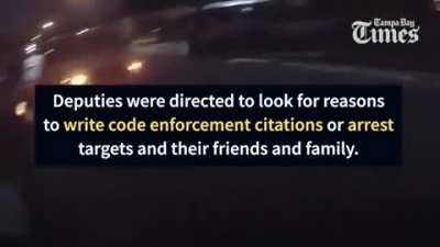 Pasco Sheriff's sends letters to residents with criminal histories explaining they will be relentlessly monitoring them. Families are then harassed on an almost daily basis by officers who try ti cite or arrest them as much as possible. This is what their