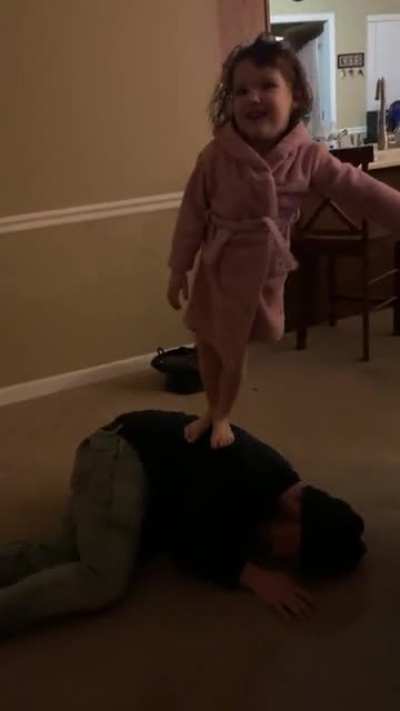 Ended the video second too soon. No children were harmed. But dad was slapped.