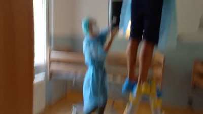 My co-workers and I went to change some lamps full of water ... it didn't end well