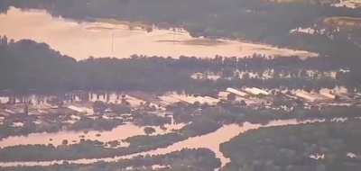 Aerial view of destroyed Nova Kakhovka dam