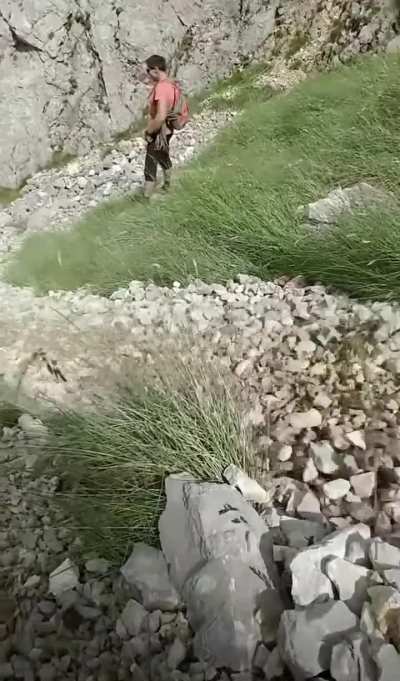Nature's Cascade: Rocks Dance Down the Mountainside