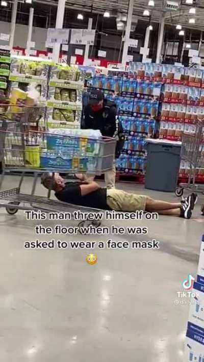 The narration of this guy protesting masks in Costco really does it