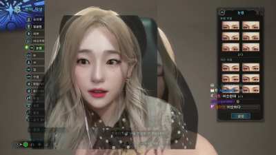 Korean streamer's character customization skills in video game