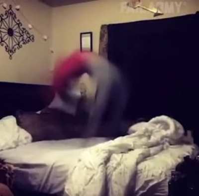 triple flip on the bed
