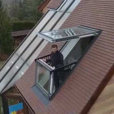 A roof window turning into a small balcony