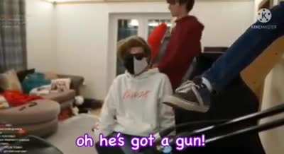 Oh he has a gun
