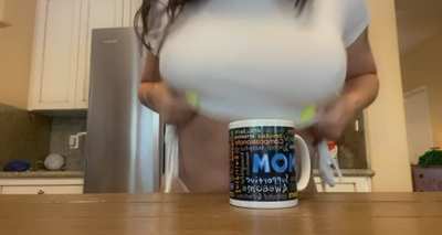 If the coffee didn’t wake you up this morning… maybe my titty drop will.