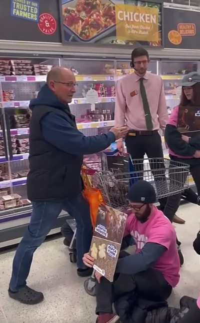 Vegan protesters in a grocery store