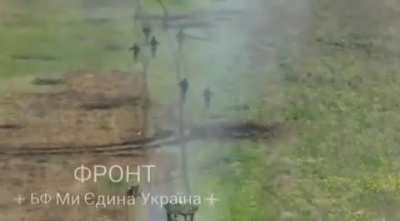 Russian armored vehicle hits a mine laid by a Ukrainian drone and gets abandoned. June 2024