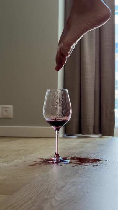 This wine costs more than you’ll ever be worth. And I still poured it on my foot for you to clean up with your tongue