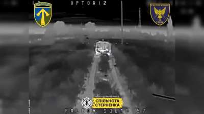 Ukrainian Falcon Squad of the 57th Motorized Brigade struck a Russian TOS-1A 