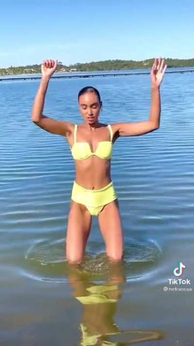 The water was incredibly cold, but she couldn't miss the photoshoot
