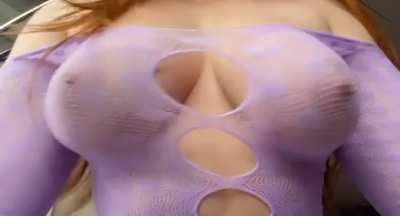 I love wearing tops that allow everyone to see my big ginger tits