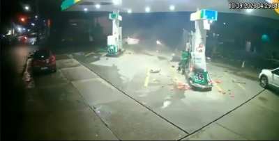 A car enters a gas station