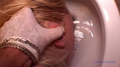 *David Attenborough narrating* Here we can see the wild swinish whore Annette in her natural habitat,a filthy toilet doubles as a water source and mating ground.