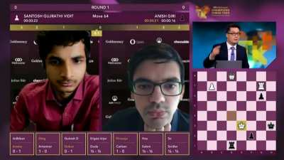 Anish with a sneaky trick to turn a losing position into a draw