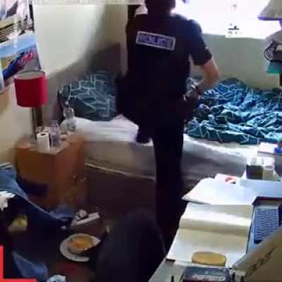 Bloke in hostel dries himself in his room…