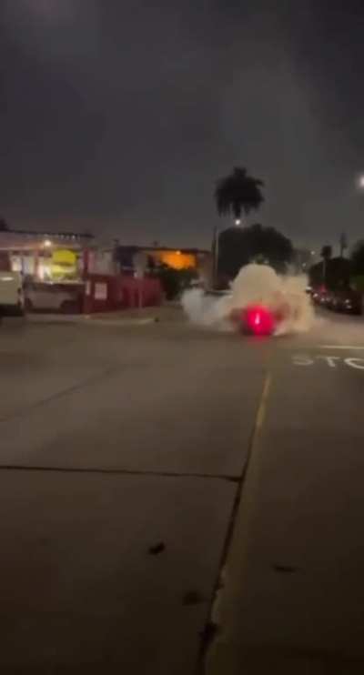 Firework under a traffic cone