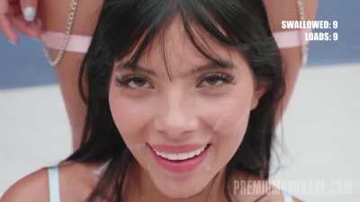 Latina cum in mouth Bukkake Cum Swallow PB
