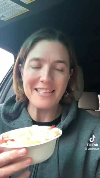 She brought her daughter some shrimp