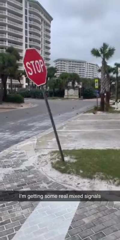 Looks like Hurricane Sally decided to mess with some traffic signs.