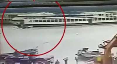 A small passenger ship (locally called 'Launch') capsized by another bigger passenger ship. 33 people lost their lives in this accident. A person was saved alive after almost 13 hours from the capsized launch. Dhaka, Bangladesh. June 29, 2020.