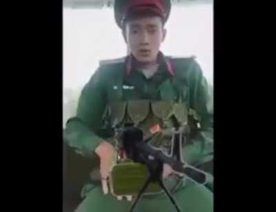 Chinese Soldier defenses territory with machine gun (gone sexua<wbr>l)ð<wbr>­ð<wbr>ð¤