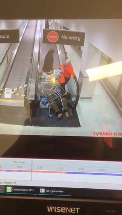 Escalator accident oops