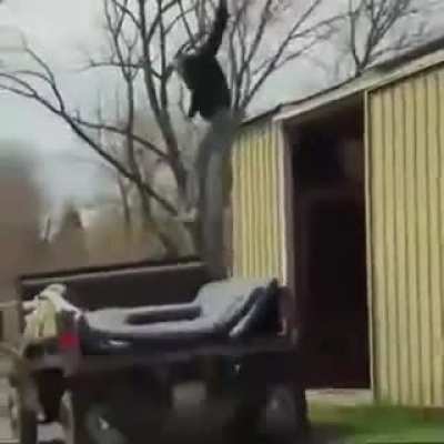 jumping onto a moving car
