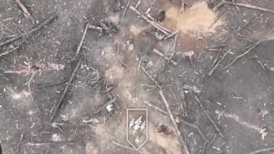 Abandoned Russian tank explodes near Kreminna + drone dropped grenade on infantry. March 2024 (music from source)